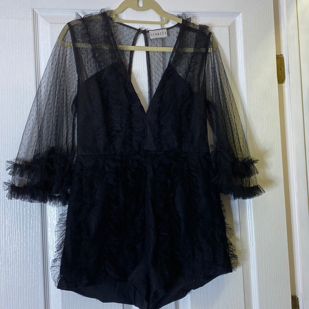 Black Lacey Long Sleeve Romper